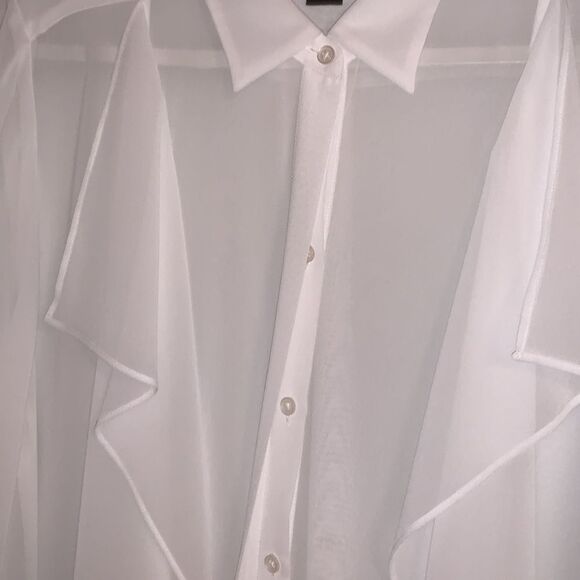Chico’s Black Label Elegant Woven White Asymmetrical  Blouse Size 2/12 - Picture 12 of 14